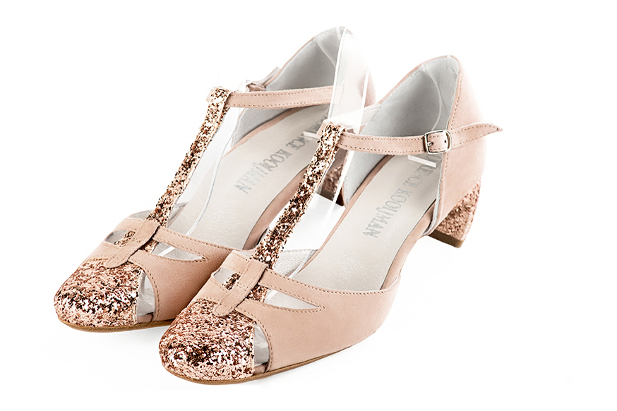 Chaussures rose poudré mariage petit talon sale